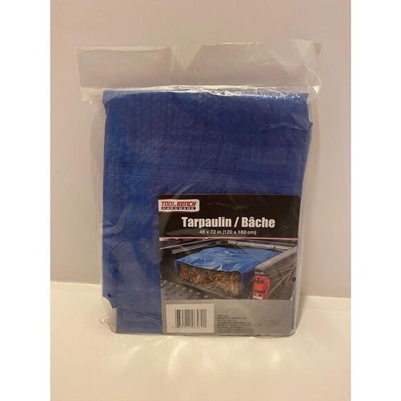 Tool Bench Hardware Lightweight Mesh Plastic Tarp Cover Blue 48 x 72 inch - Picture 2 of 5
